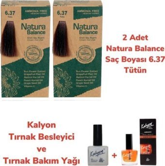 Natura Balance 6.37 Tütün Organik Amonyaksız Vegan Krem Saç Boyası 2x60 ml +Kalyon Ammonia Free Tırnak Bakım Seti Hediyeli