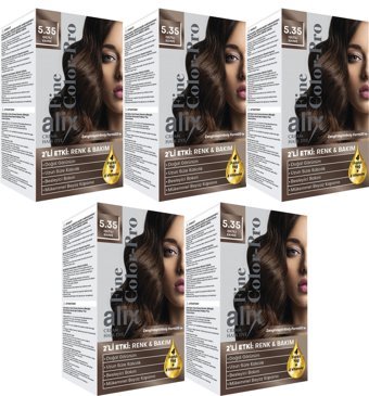Alix Fine Color Pro 5.35 Işıltılı Kahve Krem Saç Boyası 5x50 ml