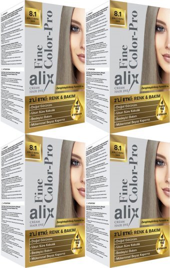 Alix Fine Color Pro 8.1 Küllü Koyu Sarı Krem Saç Boyası 4x50 ml