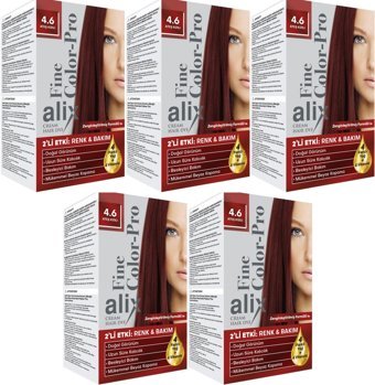 Alix Fine Color Pro 4.6 Ateş Kızılı Krem Saç Boyası 5x50 ml
