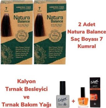 Natura Balance 7 Kumral Organik Amonyaksız Vegan Krem Saç Boyası 2x60 ml + Kalyon Tırnak Bakım Seti Hediyeli
