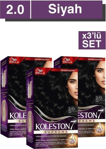 Wella Koleston Supreme 2.0 Siyah Krem Saç Boyası 3x50 ml