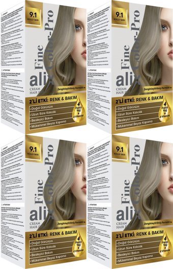 Alix Fine Color Pro 9.1 Sarı Küllü Krem Saç Boyası 4x50 ml