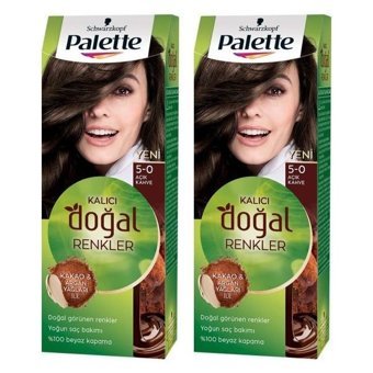 Palette Kalıcı Doğal Renkler 5.0 Açık Kahve Organik Amonyaksız Vegan Krem Saç Boyası 2x50 ml