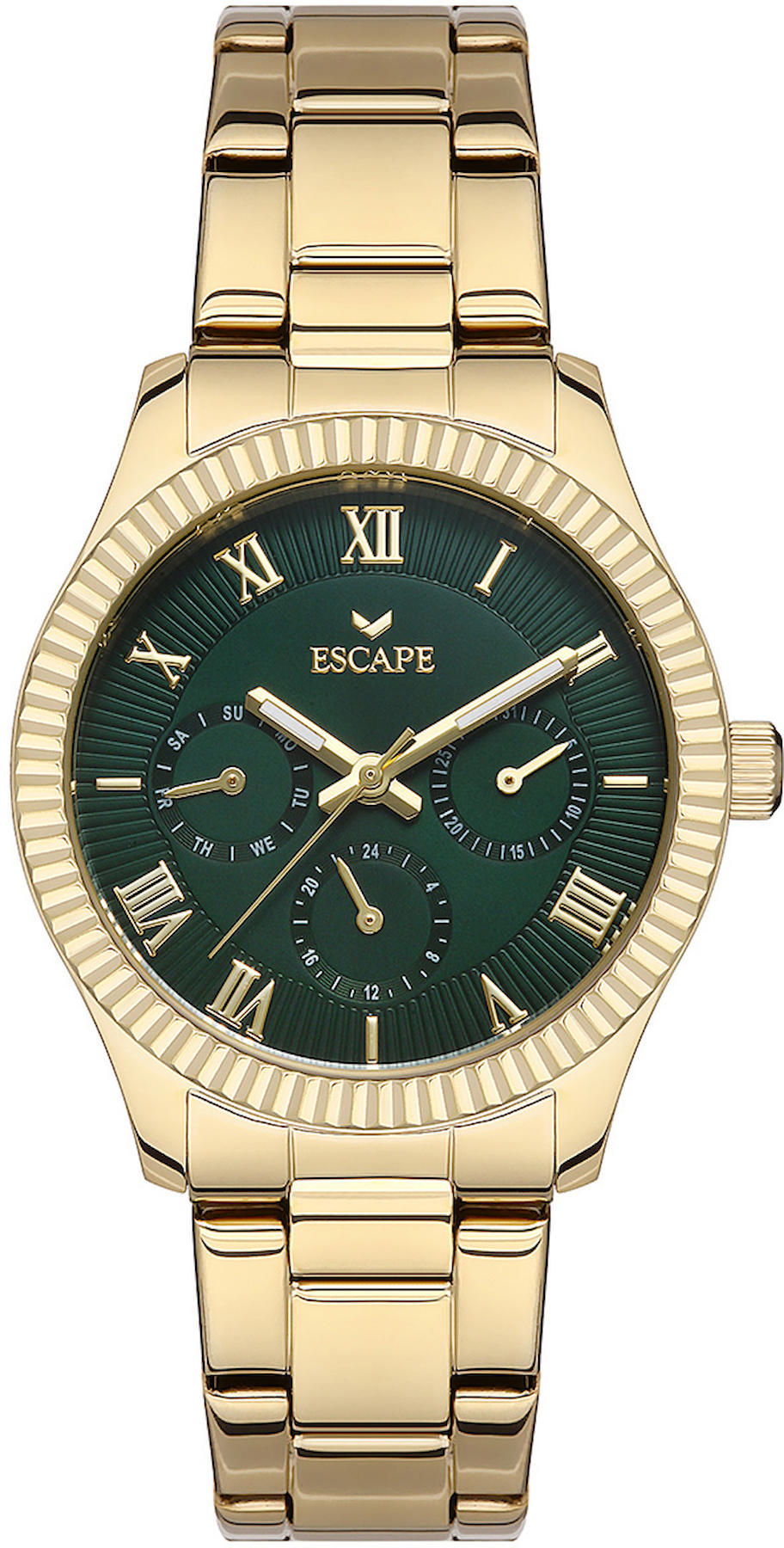 Escape ESCP203403 Takvimli 36 mm Altın Çelik Kordon Analog Kadın Kol Saati