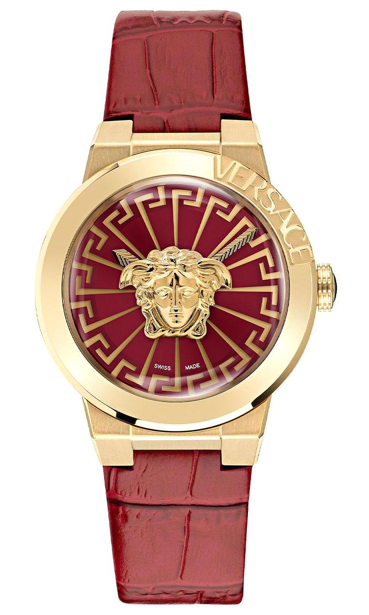 Versace VRSCVE3F00722 38 mm Bordo Deri Kordon Analog Kadın Kol Saati