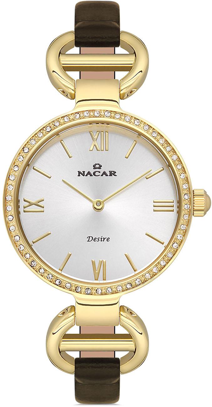Nacar 10-3931013-DSL2S 34 mm Kahverengi Deri Kordon Analog Kadın Kol Saati