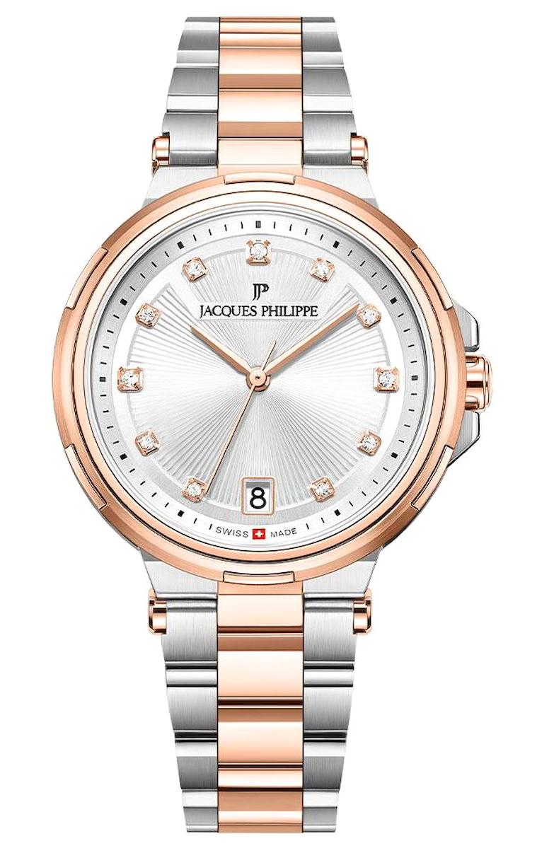 Jacques Philippe JPQLS457328S Takvimli 36 mm Gri-Rose Gold Çelik Kordon Analog Kadın Kol Saati