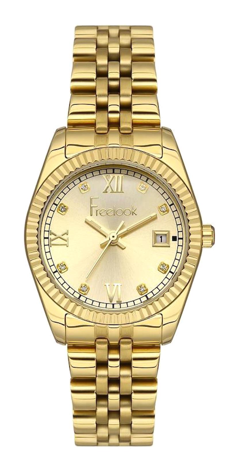 Freelook FL.1.10093.1 Takvimli 30 mm Altın Çelik Kordon Analog Kadın Kol Saati