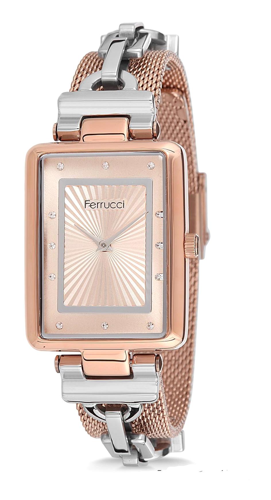Ferrucci 9FM2187 38 mm Gri-Rose Gold Metal Kordon Analog Kadın Kol Saati