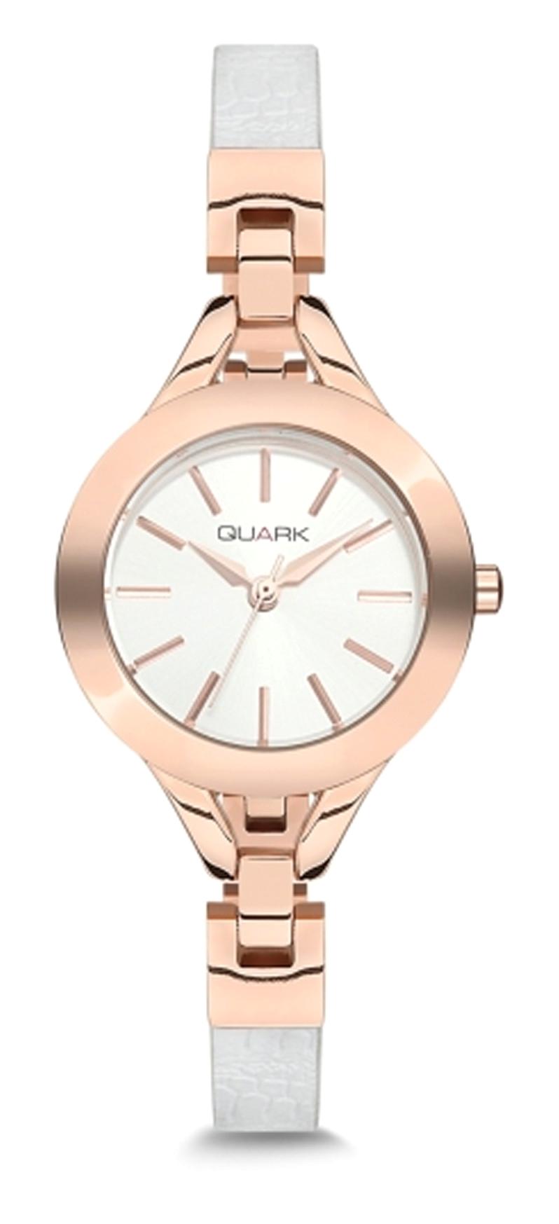 Quark QC-301RG-7A7 30 mm Beyaz Deri Kordon Analog Kadın Kol Saati
