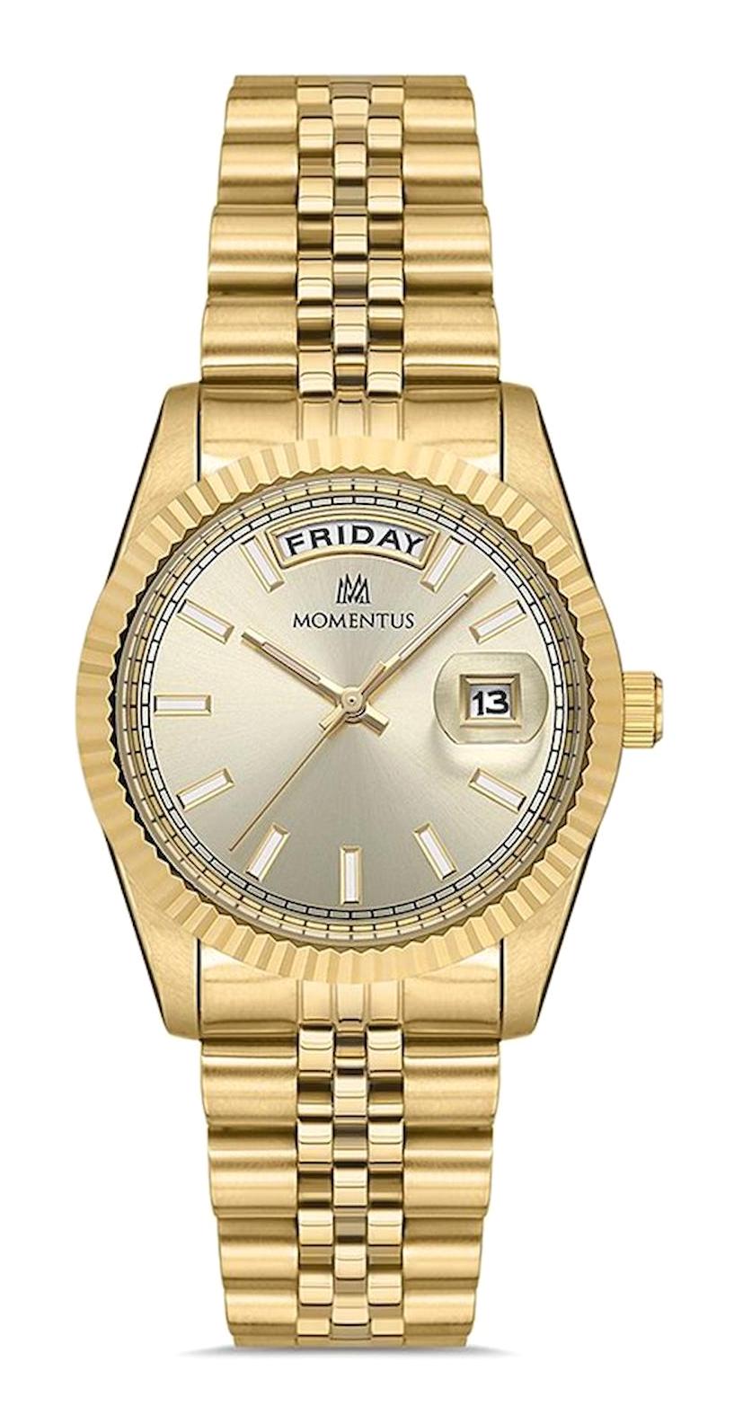 Momentus CW137G-08SG Takvimli 31 mm Altın-Gri Çelik Kordon Analog Kadın Kol Saati