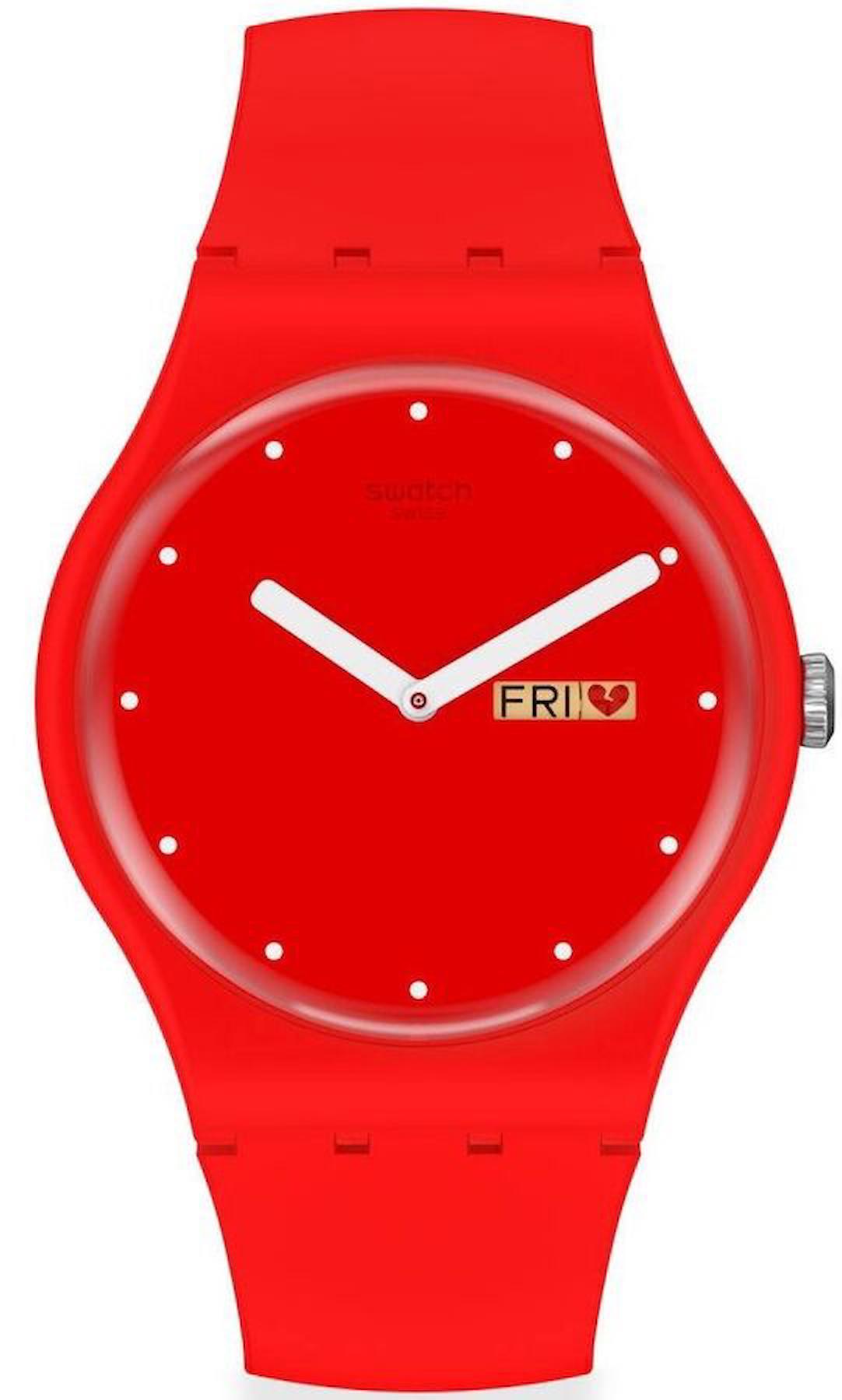 Swatch SUOZ718 Takvimli 41 mm Kırmızı Silikon Kordon Analog Kadın Kol Saati