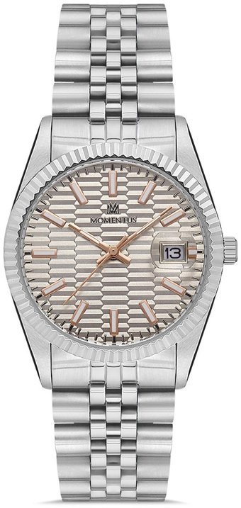 Momentus CW138S-03SS Takvimli 36 mm Gri Çelik Kordon Analog Kadın Kol Saati