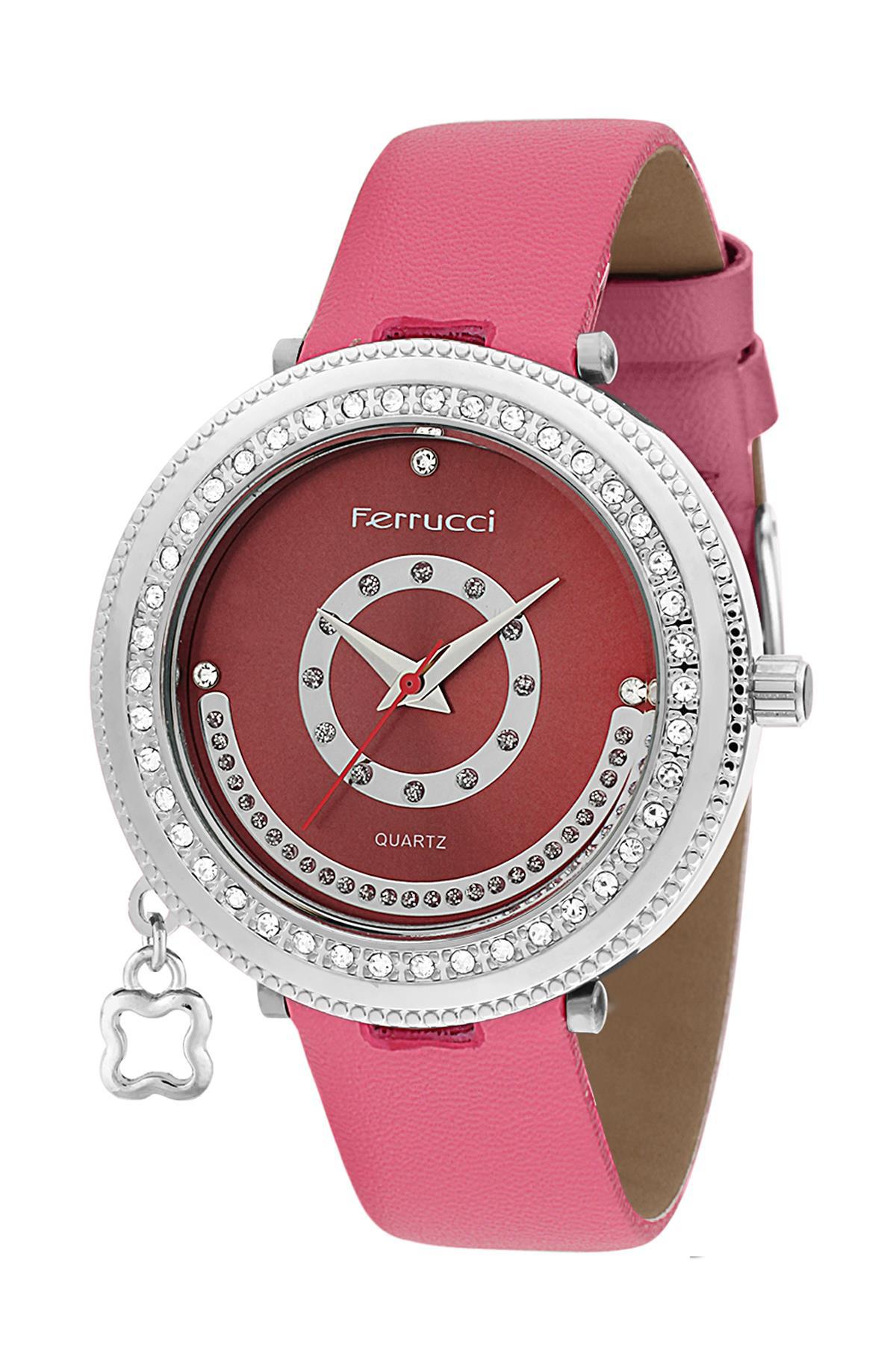 Ferrucci 8FK509 38 mm Pembe Deri Kordon Analog Kadın Kol Saati