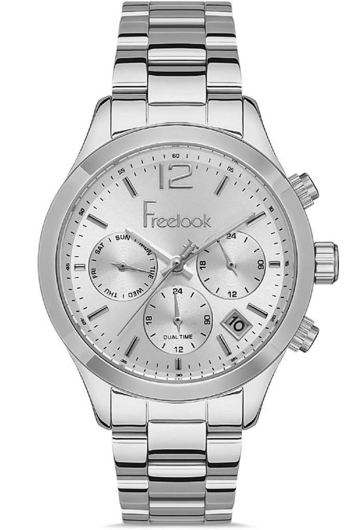 Freelook FL.1.10093.1 Takvimli 36 mm Gri Çelik Kordon Analog Kadın Kol Saati