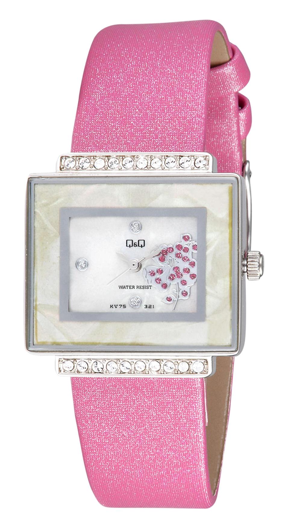 Q&Q 3A634 36 mm Pembe Deri Kordon Analog Kadın Kol Saati