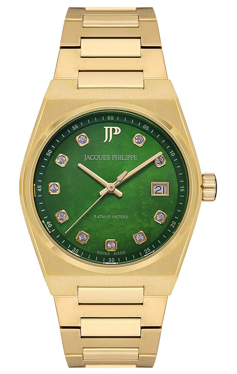 Jacques Philippe JPQLS522394S Takvimli 34 mm Altın Çelik Kordon Analog Kadın Kol Saati