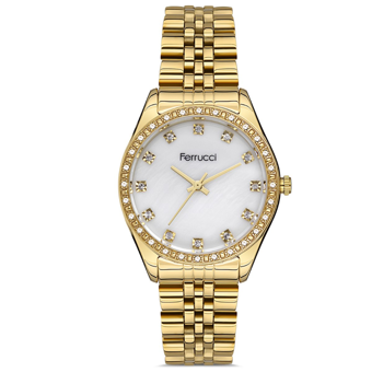 Ferrucci FC.12744M.06 35 mm Altın Çelik Kordon Analog Kadın Kol Saati