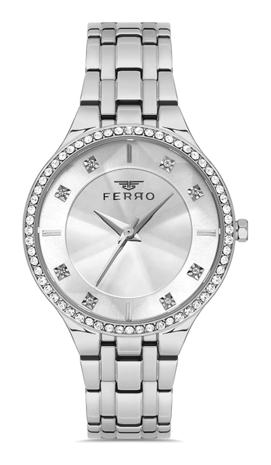 Ferro FL21467A-A 34 mm Gri Metal Kordon Analog Kadın Kol Saati
