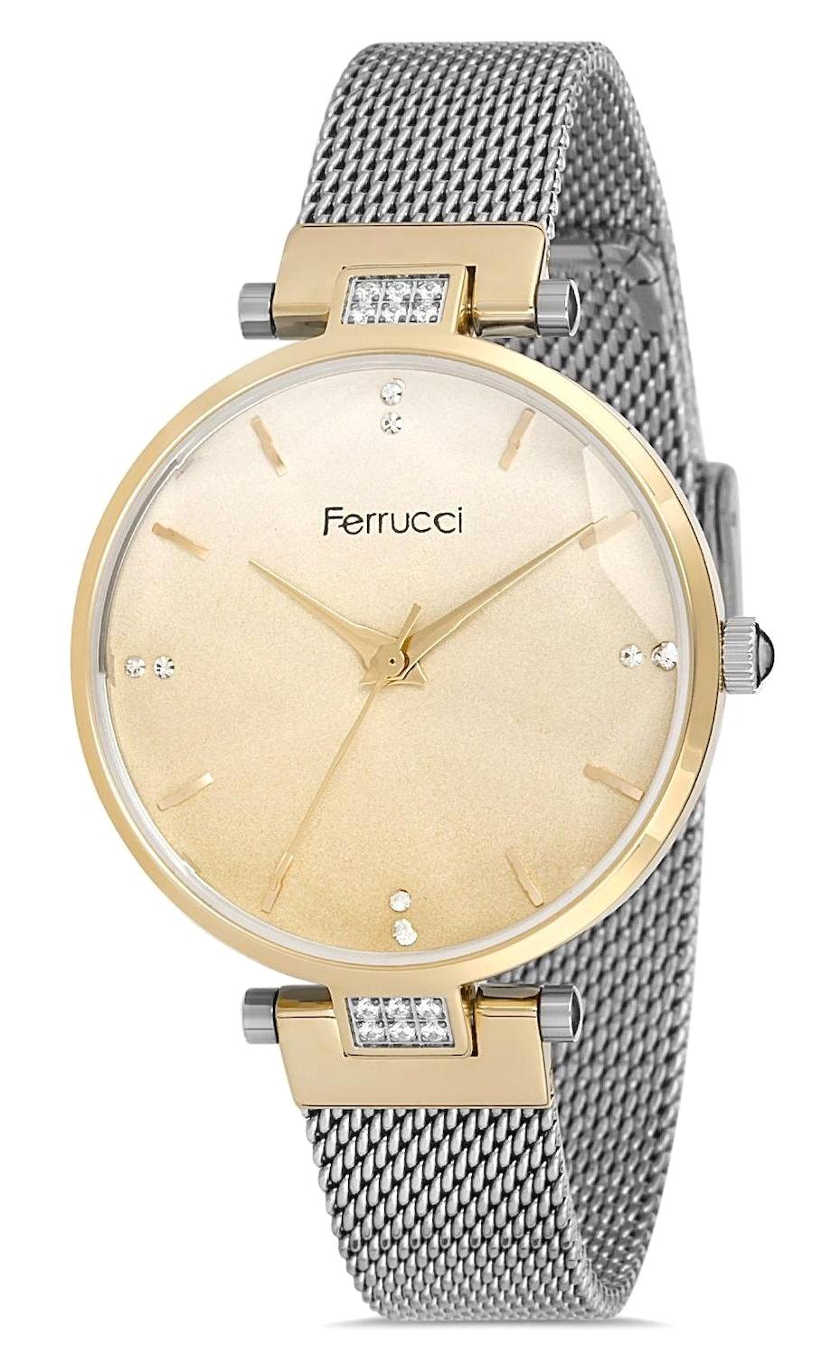 Ferrucci FC.13718H.04 36 mm Gri Çelik-Hasır Kordon Analog Kadın Kol Saati