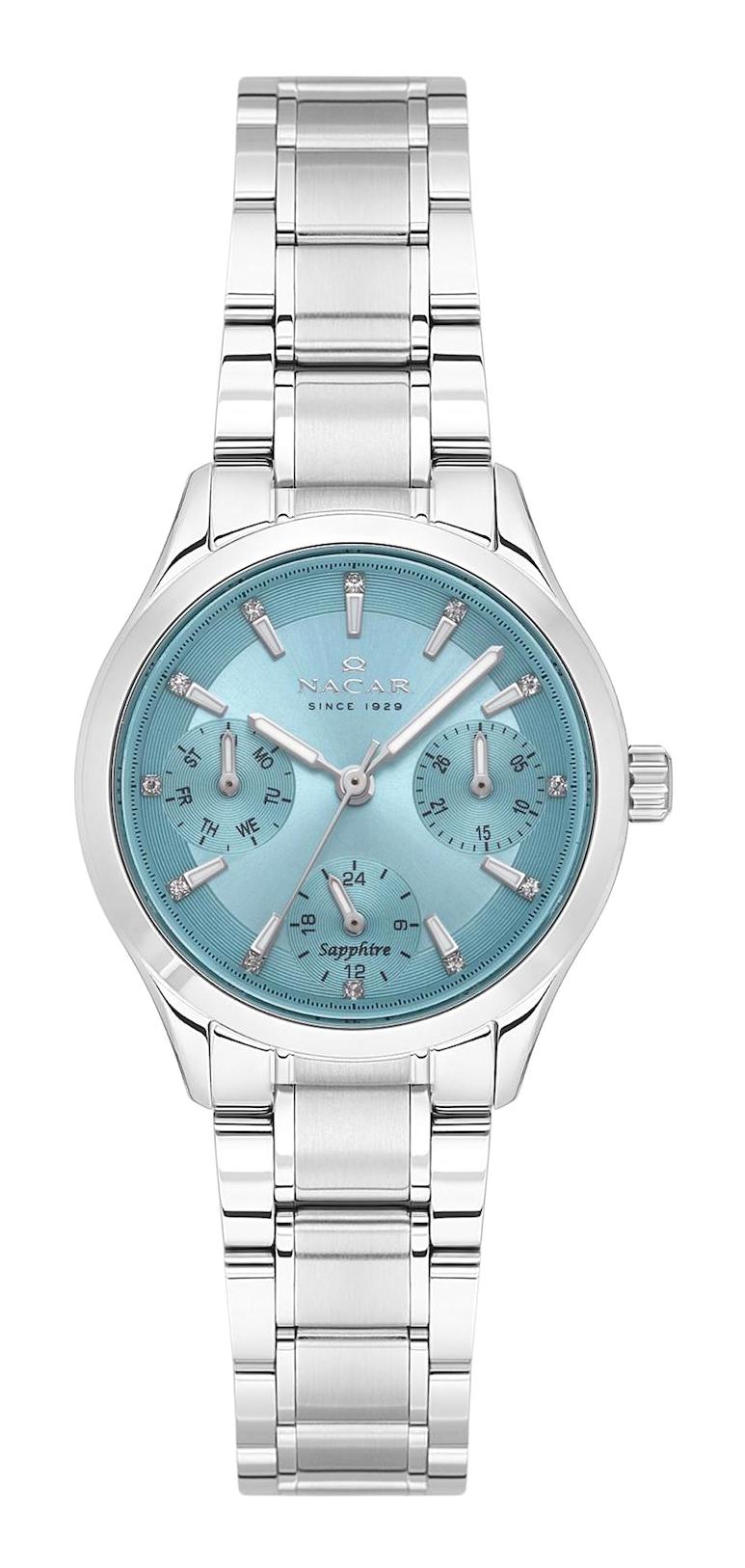 Nacar 33398316-ANM Takvimli 31 mm Gri Metal Kordon Analog Kadın Kol Saati