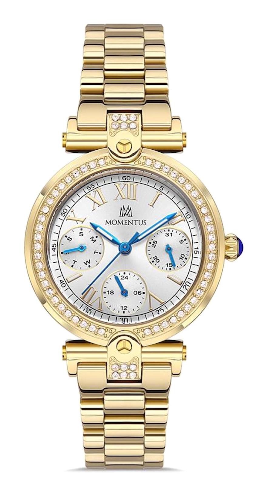 Momentus SS247G-02SG Takvimli 32 mm Altın Çelik Kordon Analog Kadın Kol Saati