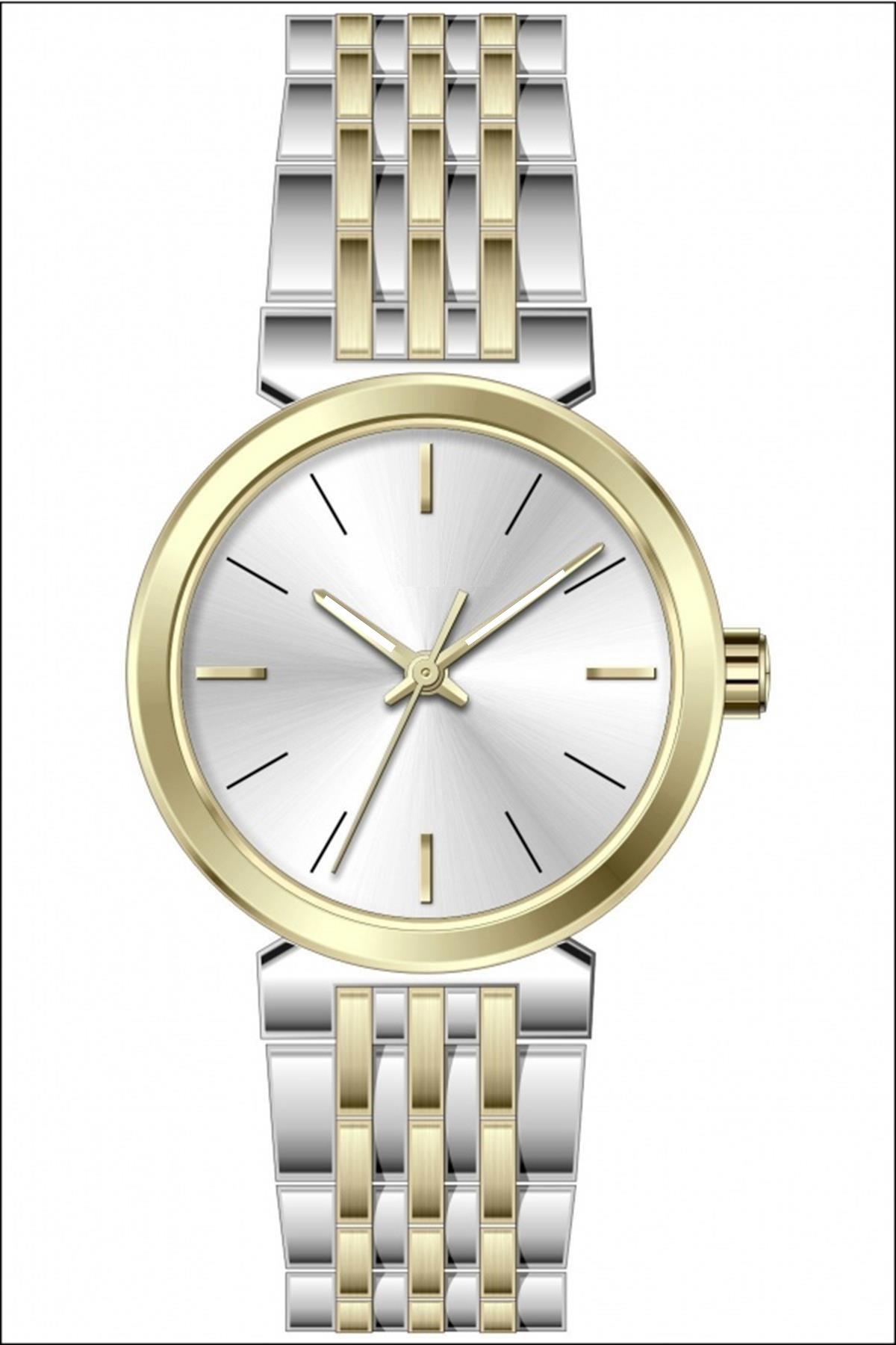 Korikom STC12012 30 mm Altın-Gri Çelik Kordon Analog Kadın Kol Saati
