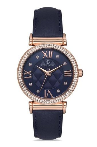 David Guner DG-8079LB-T3 37 mm Lacivert Deri Kordon Analog Kadın Kol Saati
