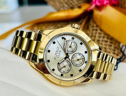Jg. Polo Club JPC.0622.2999.3 Takvimli 33 mm Altın Çelik Kordon Analog Kadın Kol Saati