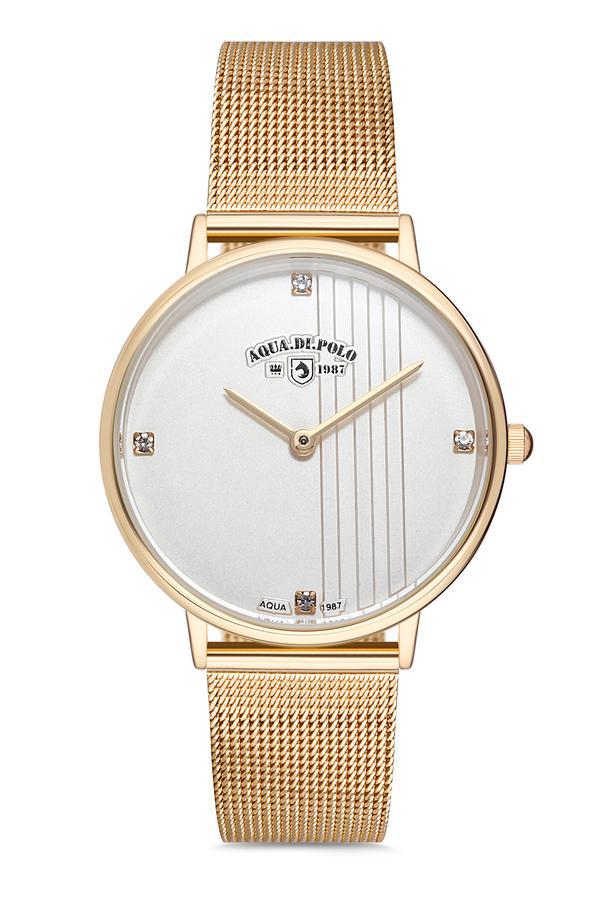 Aqua Di Polo APSV1-A6293-KH454 35 mm Altın Çelik Kordon Analog Kadın Kol Saati