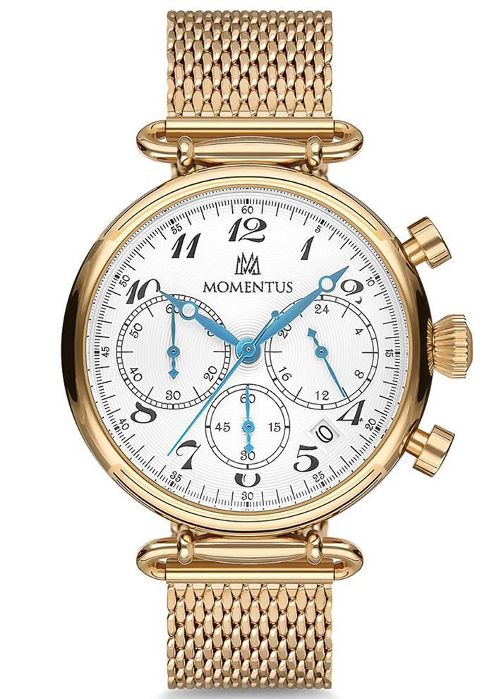 Momentus TC250G-02SG Takvimli 40 mm Altın Hasır Kordon Analog Kadın Kol Saati