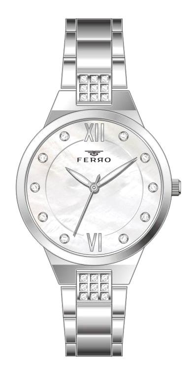 Ferro F21928A-A 31-35 mm Gri Çelik Kordon Analog Kadın Kol Saati