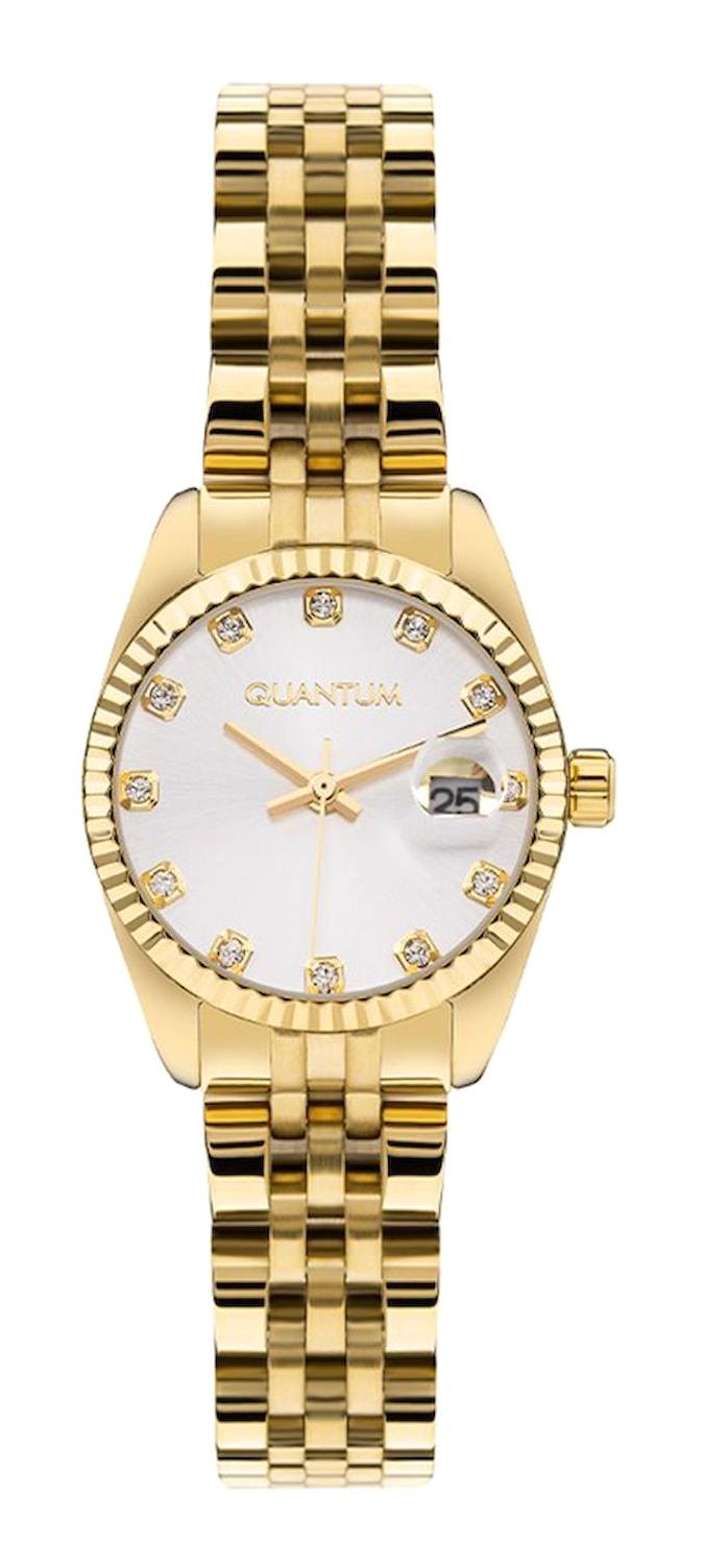 Quantum IML1114.130 Takvimli 34 mm Altın Çelik Kordon Analog Kadın Kol Saati
