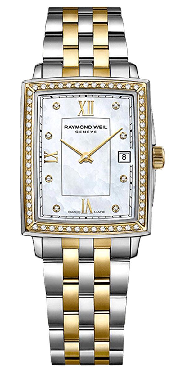 Raymond Weil RW5925SPS00995 Takvimli 28 mm Altın-Gri Çelik Kordon Analog Kadın Kol Saati