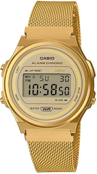Casio A171WEMG-9ADF Takvimli 36 mm Altın Çelik Kordon Dijital Kadın Kol Saati