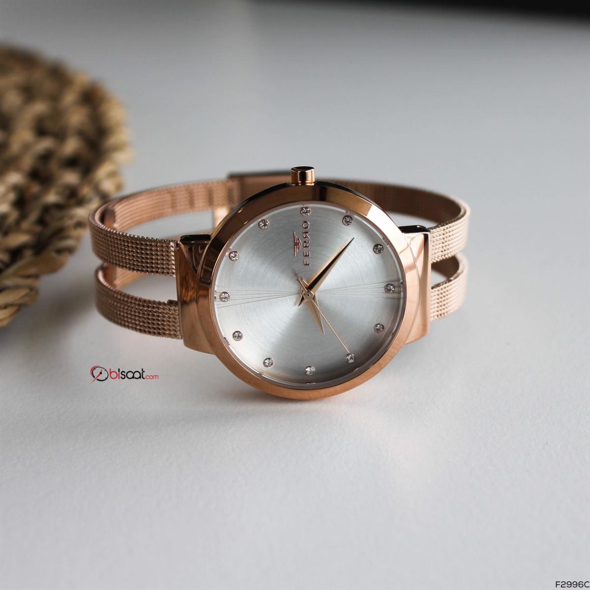 Ferro F2996C 36 mm Rose Gold Metal Kordon Analog Kadın Kol Saati