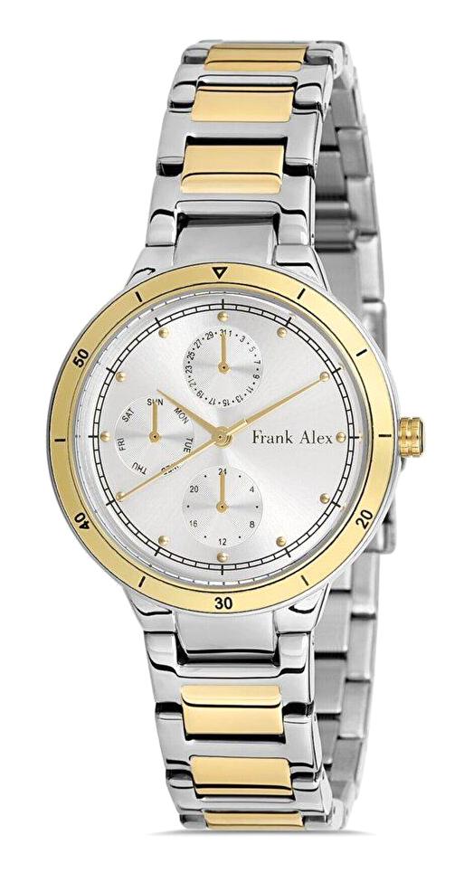 Frank Alex FA.1221.11222M.04 34 mm Altın-Gri Metal Kordon Analog Kadın Kol Saati