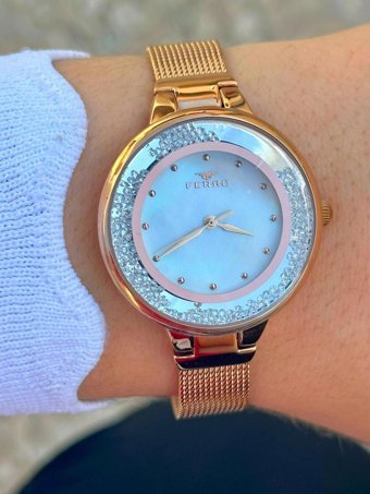 Ferro FR.FT.1.138 35 mm Altın Çelik-Hasır Kordon Analog Kadın Kol Saati
