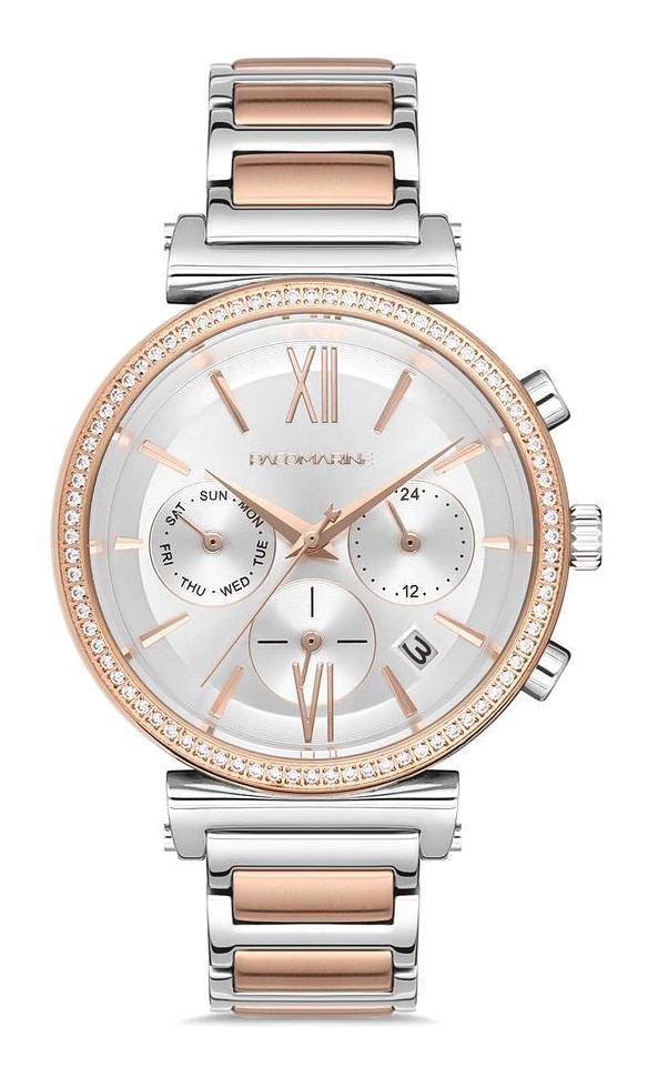 Pacomarine PM.51202.04 Takvimli 38 mm Gri-Rose Gold Çelik Kordon Analog Kadın Kol Saati