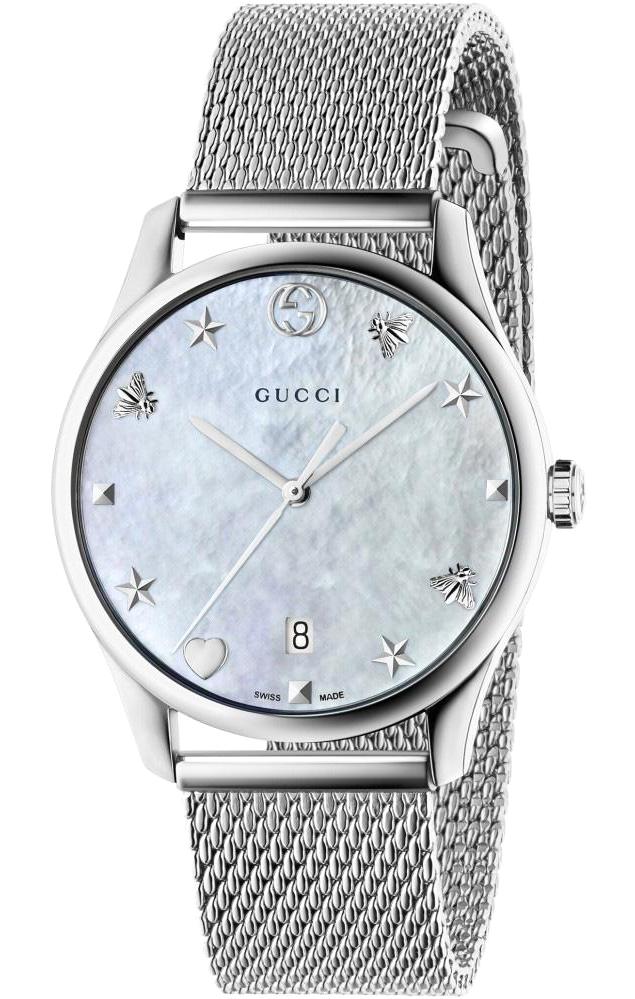 Gucci YA1264040 Takvimli 34 mm Beyaz Çelik Kordon Analog Kadın Kol Saati