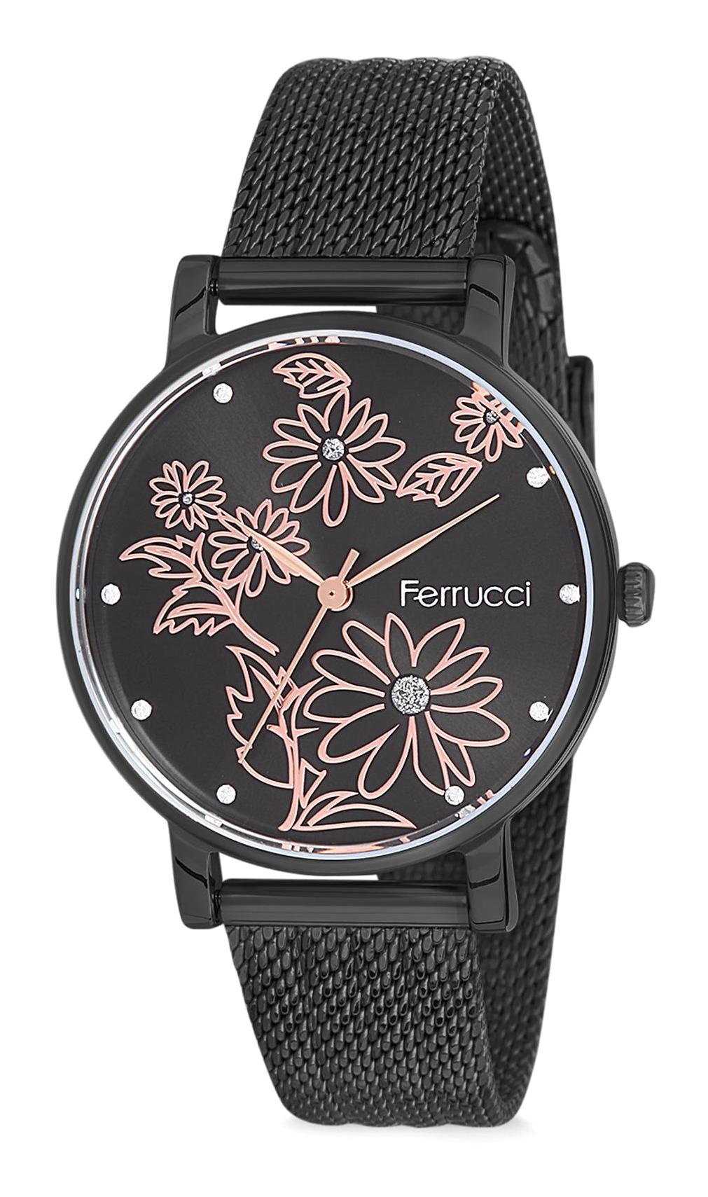 Ferrucci 9FM881 38 mm Siyah Metal Kordon Analog Kadın Kol Saati