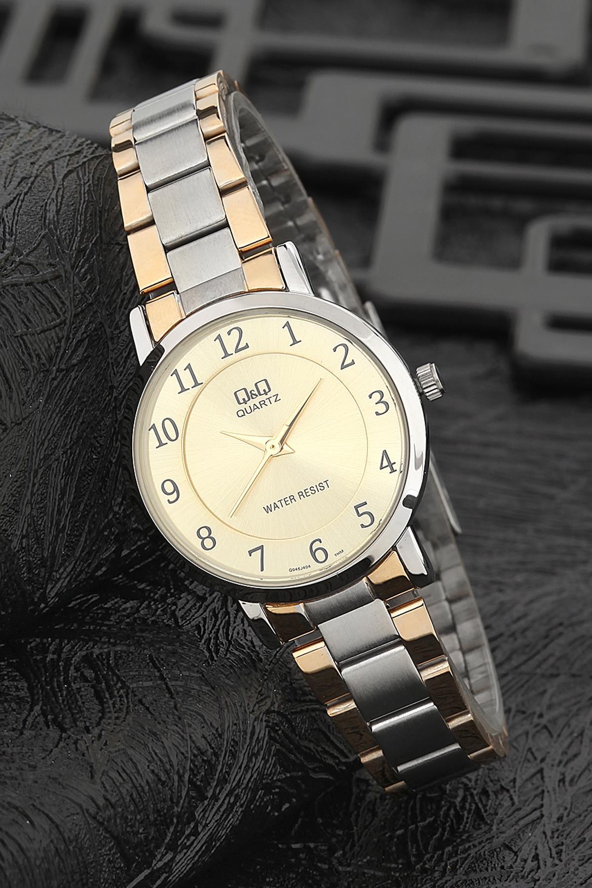 Q&Q 3G757 36 mm Altın-Gri Metal Kordon Analog Kadın Kol Saati