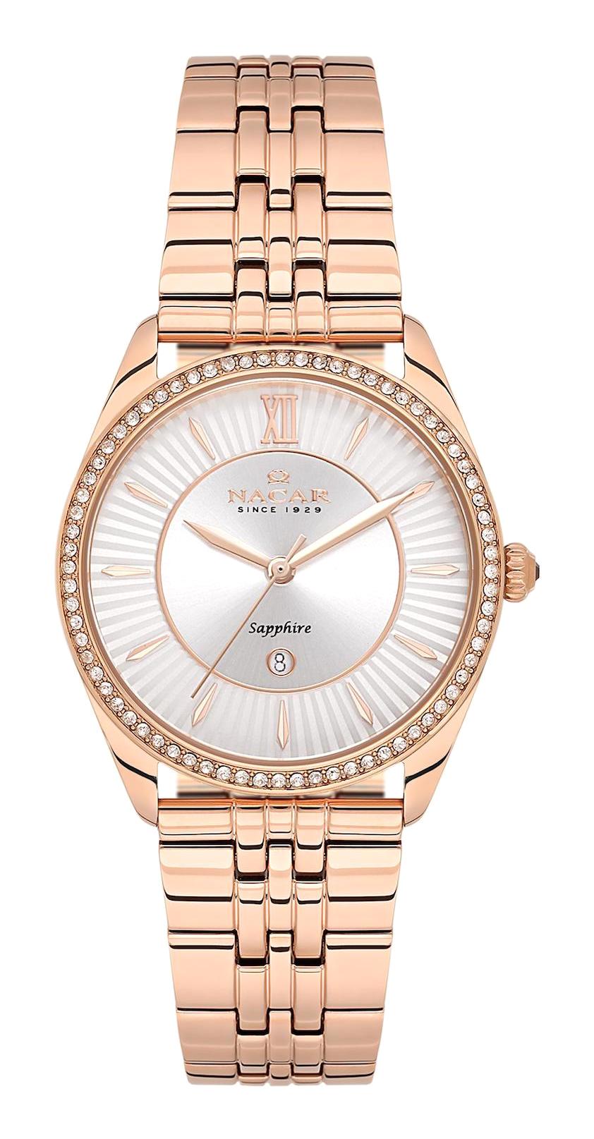 Nacar 3439B677-RSMS Takvimli 33 mm Rose Gold Metal Kordon Analog Kadın Kol Saati