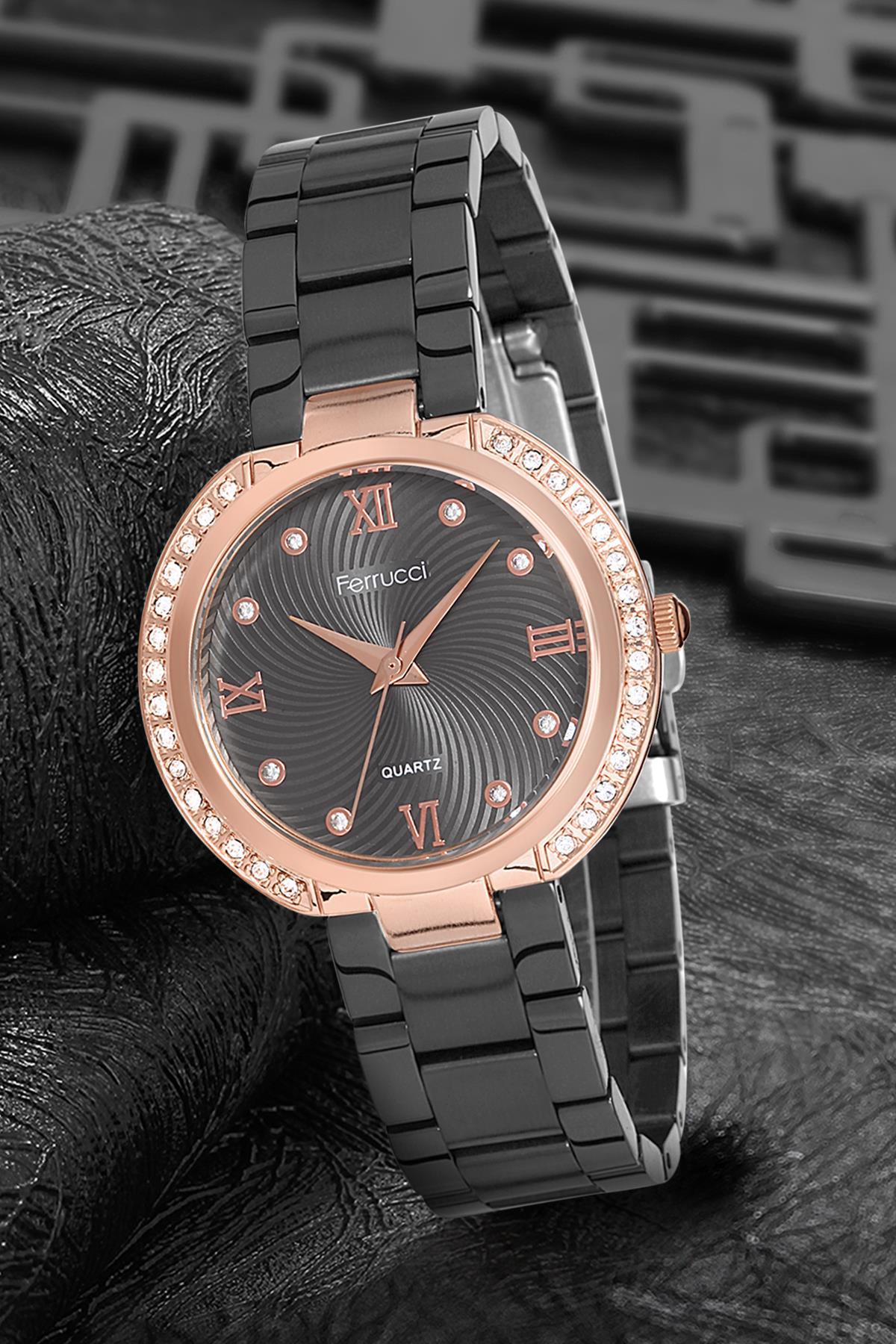 Ferrucci 9FM1587 38 mm Gri Metal Kordon Analog Kadın Kol Saati