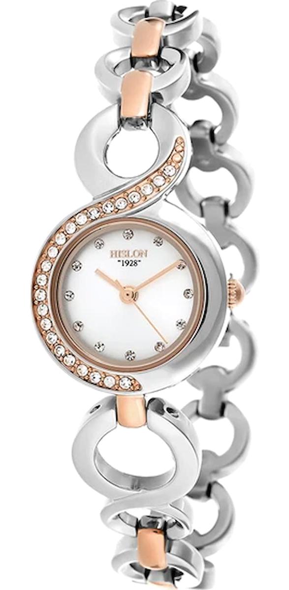 Hislon 3466-22411 25 mm Gri-Rose Gold Çelik Kordon Analog Kadın Kol Saati
