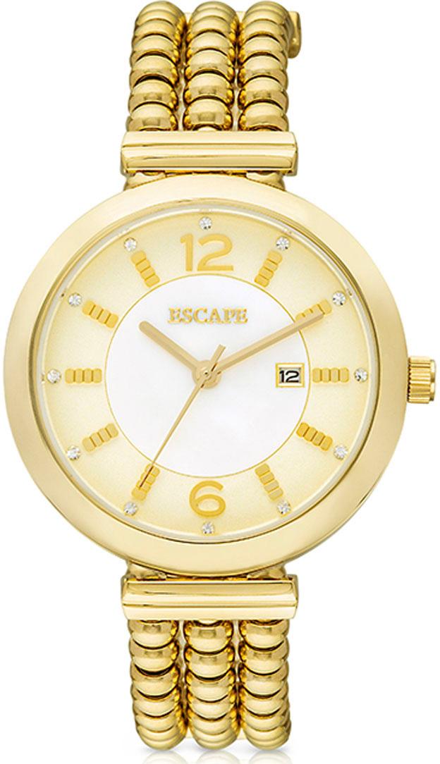 Escape EC1099-102 Takvimli 34 mm Altın Çelik Kordon Analog Kadın Kol Saati