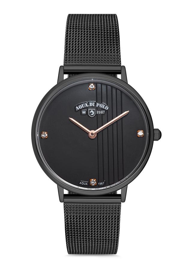Aqua Di Polo APSV1-A6291-KH333 35 mm Siyah Çelik Kordon Analog Kadın Kol Saati