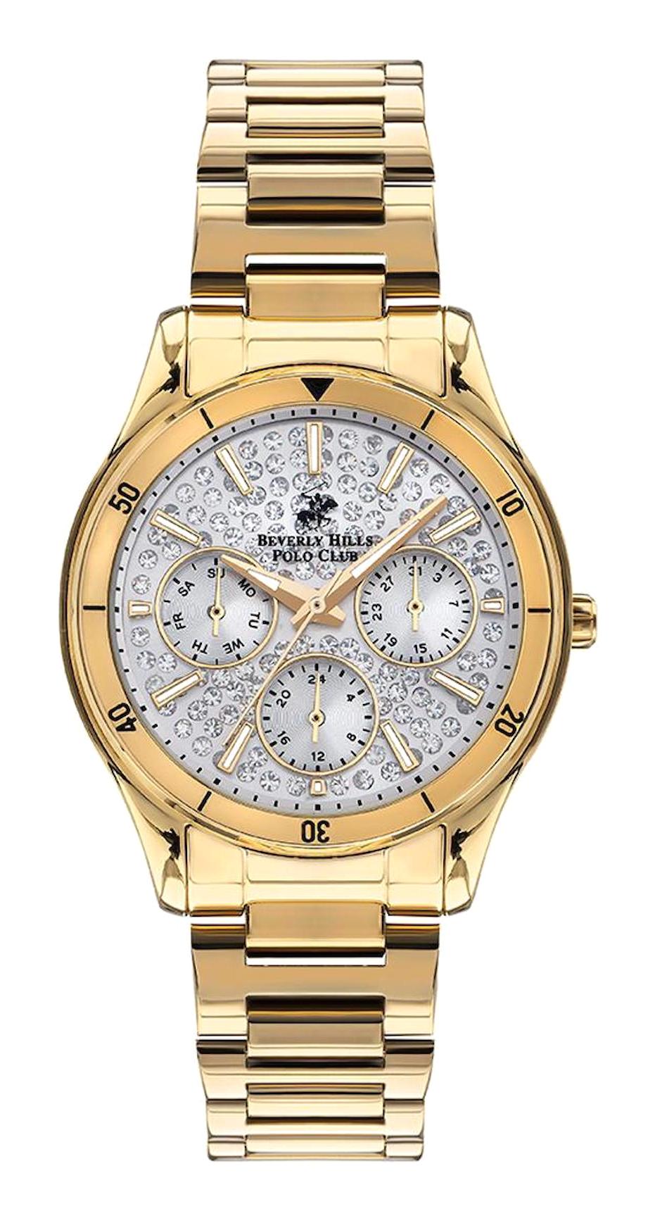 Beverly Hills Polo Club BP3350X.130 35 mm Altın Metal Kordon Analog Kadın Kol Saati