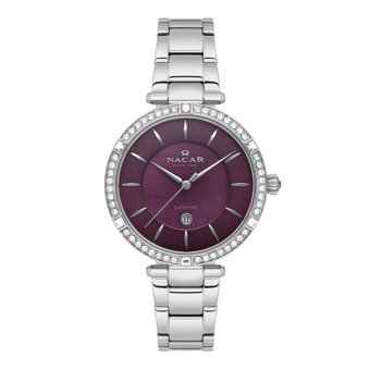 Nacar NC34-39B662-APMS Takvimli 33 mm Gri Metal Kordon Analog Kadın Kol Saati